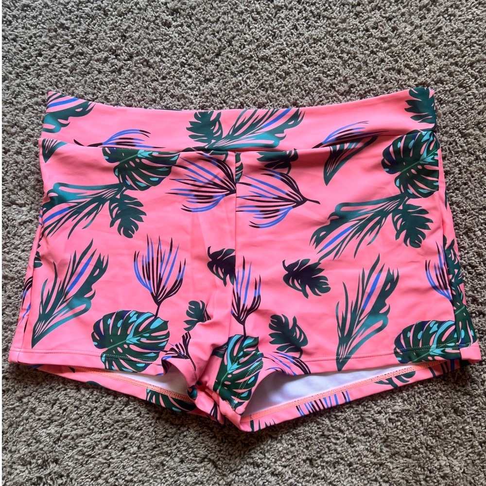 B2PRITY Swim Shorts Womens XL Pink Tropical Boy Short